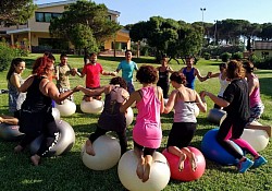 Join our Balance Ball Yoga Postural Correction course in Sardinia, Balance Ball Yoga & Postural Correction course every May and June