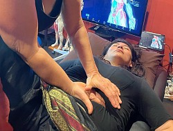 Abdominal massage focusing on rib flare